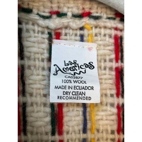 Las Americas 100% Wool Confetti Knit Button Cardigan Jacket Made in Ecuador - Picture 4 of 10